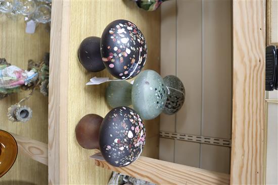 Boda, Sweden, two near pairs of glass mushrooms designed by Monica Backström,